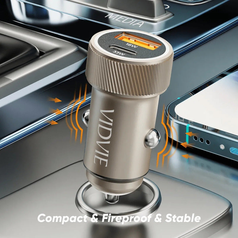 Cargador Auto Adaptador Carga Rápida 33w Tipoc 18w Usb 12-24