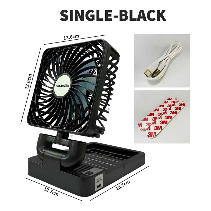 Ventilador Para Auto Y Casa Recargable Panel Solar Usb 360°