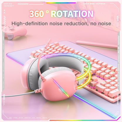 Audifono Gamer Onikuma X33 Conexión Usb Y Tipo C Luz Rgb X33 Rosa