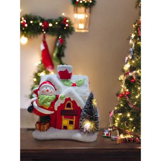 Villa De Navidad Mini Con Luz Casa Navideña Con Luz Y Árbol