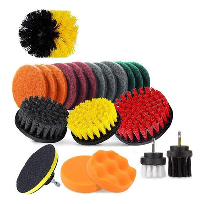 22pcs De Limpieza Cepillo Para Taladro + Esponja Lavado Auto
