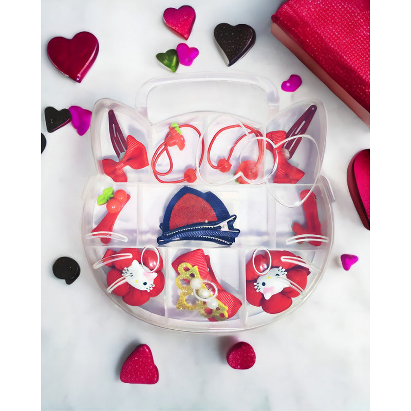 Estuche D Pinches Y Colet Bebé Niñas 11pcs Gancho Oreja Gato