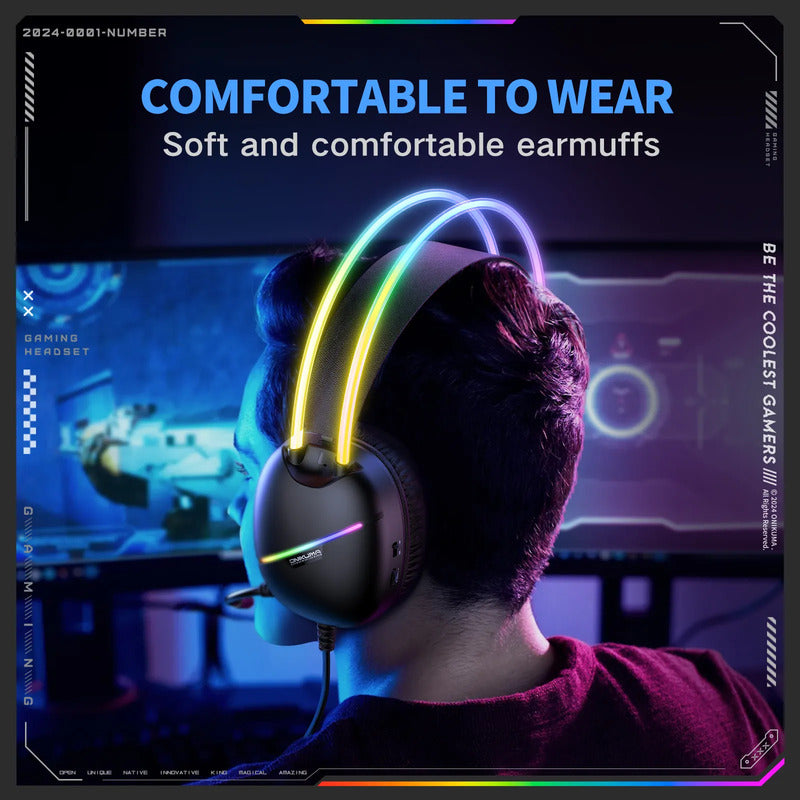 Audifono Gamer Onikuma X33 Conexión Usb Y Tipo C Luz Rgb X33 Negro