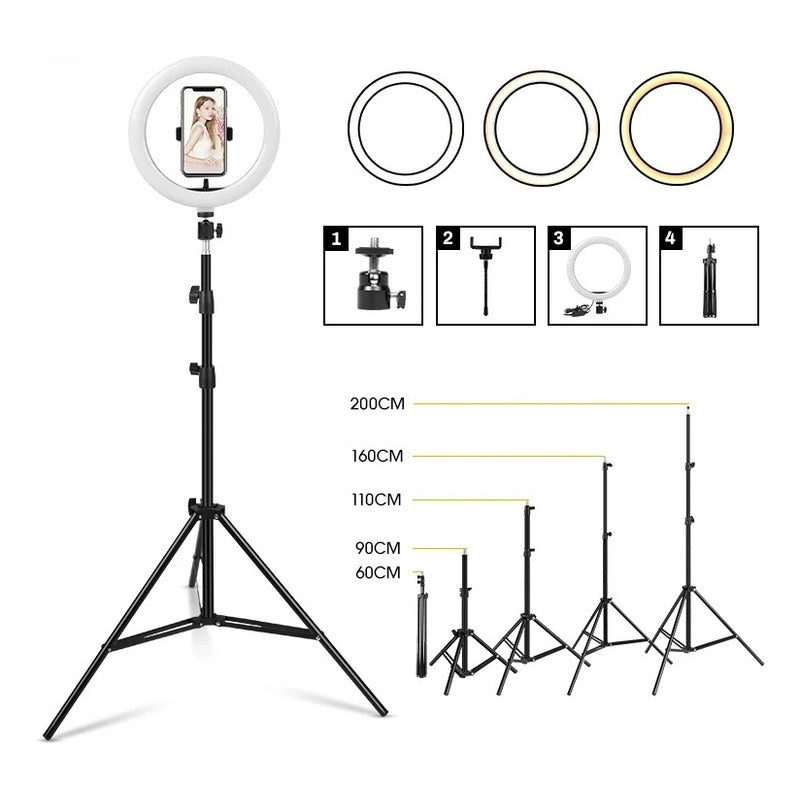 Aro De Luz Led De 26cm + Trípode De 2.1 Mts Oferta Tiktok