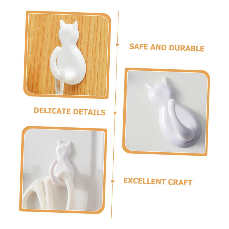 X3 Gancho Colgador Adhesivo De Gatitos Perchero Baño Cocina
