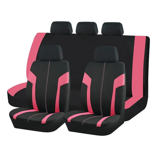 Set Fundas Cubre Asiento Negro Diseño Costura 9pcs R&c