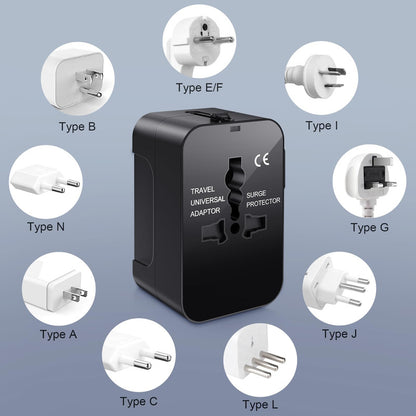Adaptador De Enchufe Viajero Con Usb + Tipo C Conector Viaje