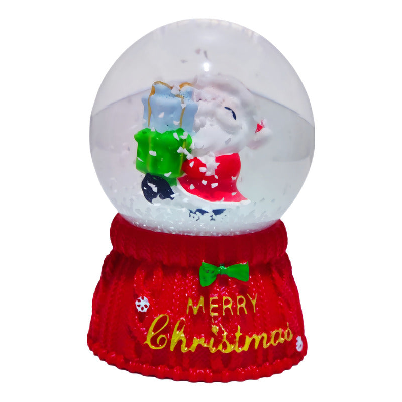 Esfera De Cristal Navideña Con Luz Mini Bola De Nieve 7cm