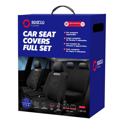 Set Fundas Cubre Asiento Sparco 9pcs Negro 431 Tela /r&c