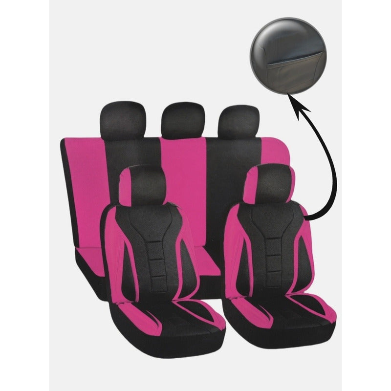 Set Funda Cubreasiento 100% Eco Cuero Acolchado Bolsillo R&c