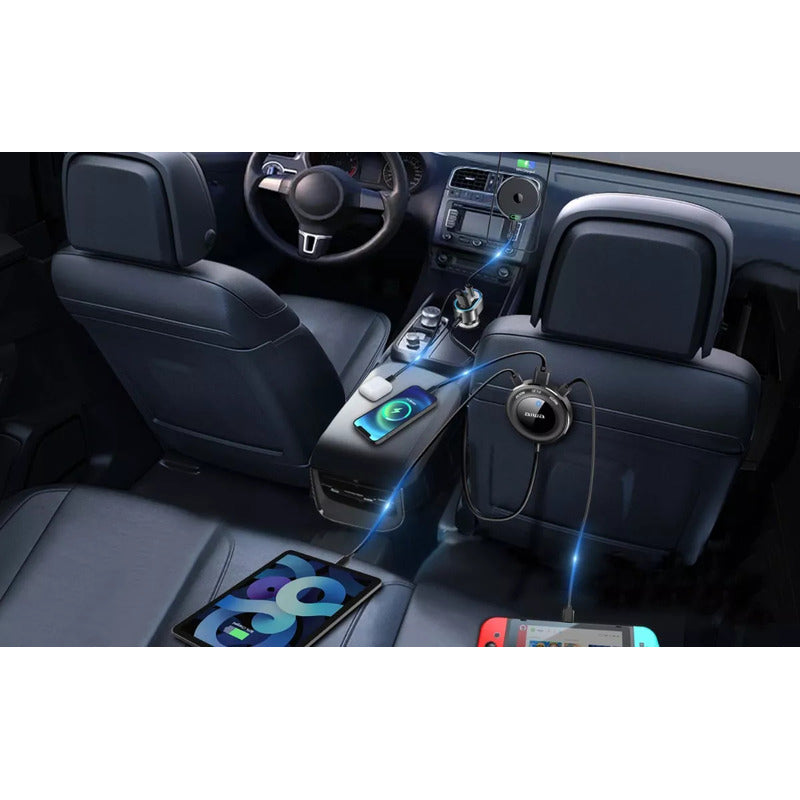 Cargador Rápido D Auto Aiwa Con Extensión Pasajeros + Cables