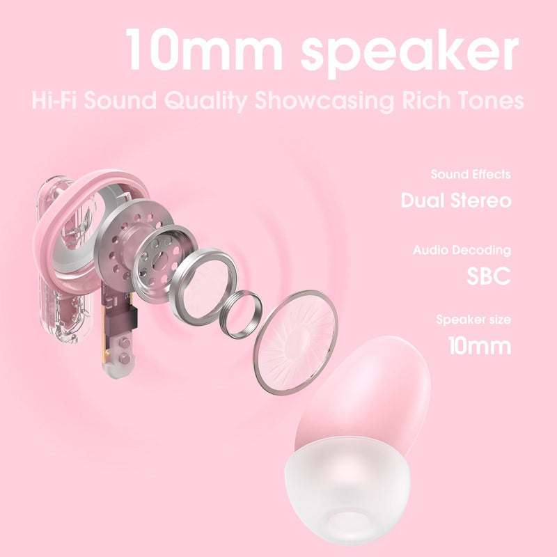 Auriculares Bluetooth Onikuma T5 Tws Reducción De Ruido Pink T5 Pink