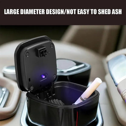 Cenicero Con Luz Led Y Tapa Abre Fácil Monedero Auto Casa Negro Yd-001