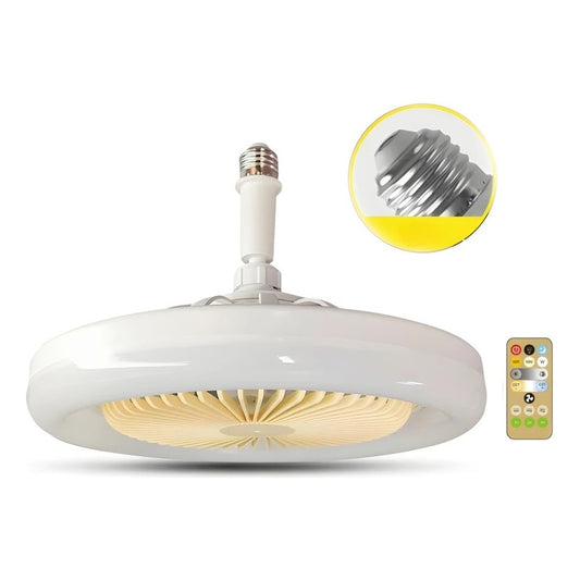 Ventilador De Techo Soquete E27 + Aro Luz Led + Control Ryc