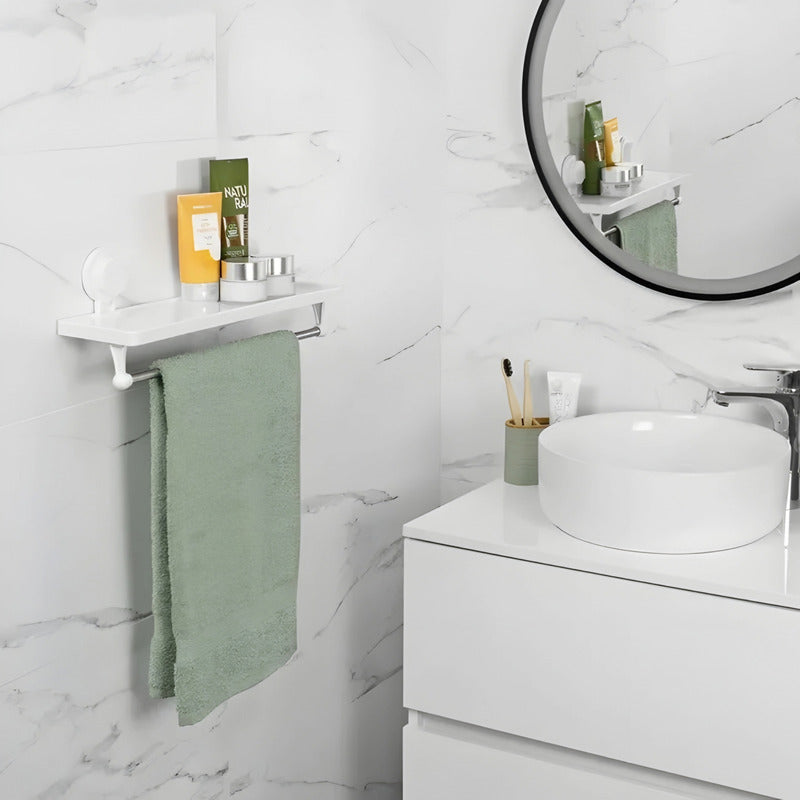 Estante Organizador De Ducha + Toallero Con Ventosa Adhesiva