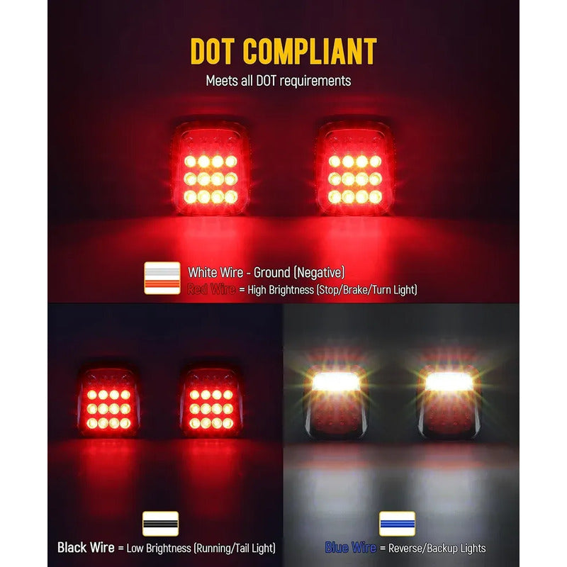 X2 Foco Trasero Led 12v Auto Camión Carro Arrastre Universal Ambos Lados Rojo Blanco 30101