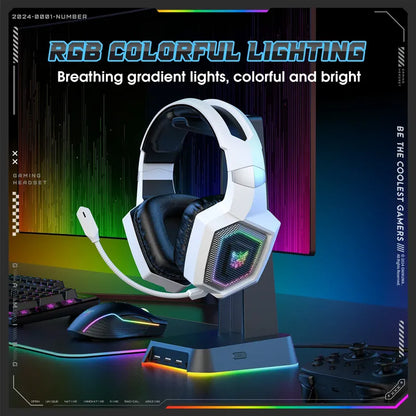 Audifono Gamer Onikuma 3modos Conexión Bluetooth Usb C Gt806 Gt806 Blanco Rgb