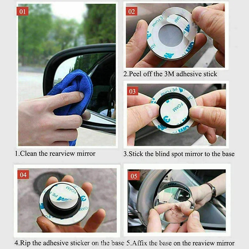 X2 Espejos Laterales Retrovisor Punto Ciego 360 Ajustable 2