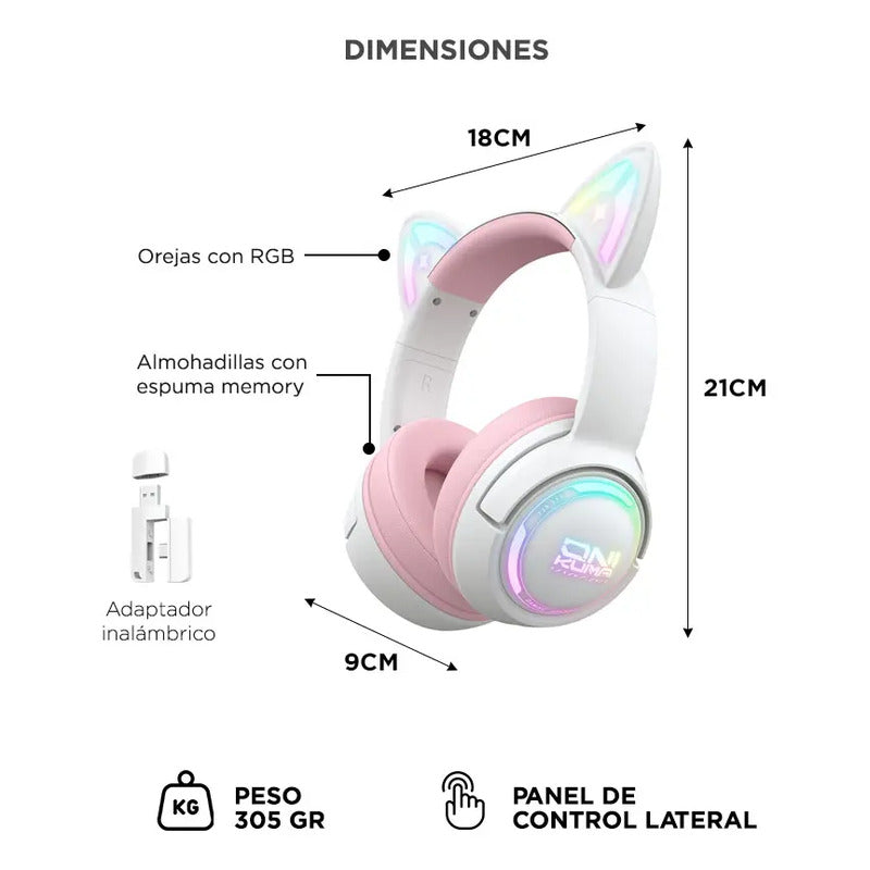 Auriculares Gamer Onikuma Gt838 Triple Conexión Rgb Mic Rosa