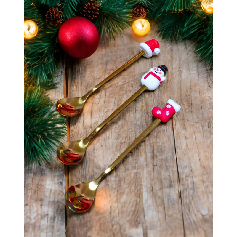 X6 Set Servicios Navideños Cuchara Tenedor Decoración Navida