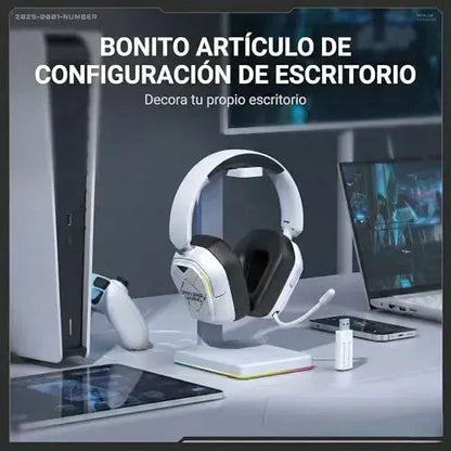 Audífonos Gamer Onikuma Gt883-b Inalámbricos Con Bluetooth Y Micrófono Flexible, Blanco