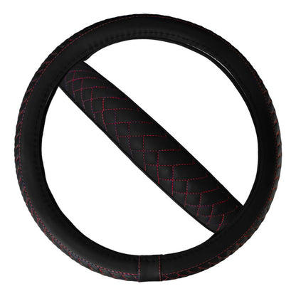 Funda Cubre Volante Eco Cuero Premium Negro Hilo Rojo 94nr