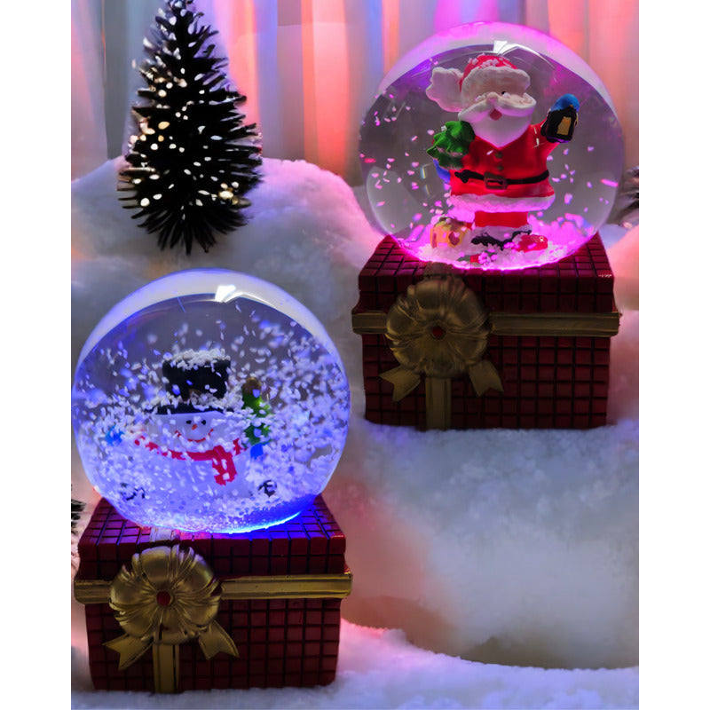 X6 Esferas De Cristal De Navidad Bola D Nieve Cn Luz Led 9cm