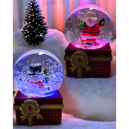 X6 Esferas De Cristal De Navidad Bola D Nieve Cn Luz Led 9cm