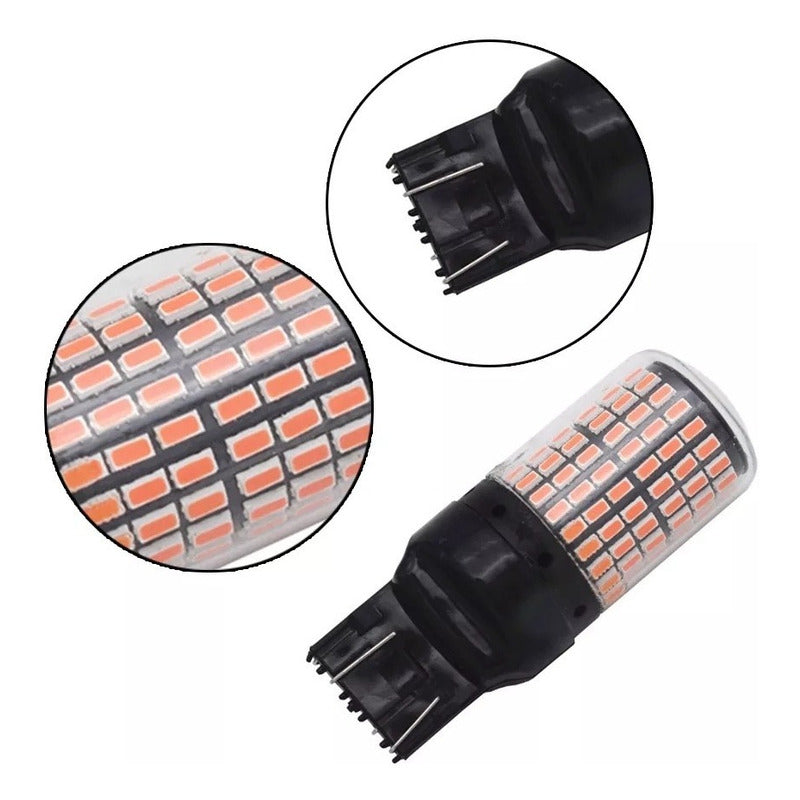 X2 Ampolleta Led T20 7443 144smd Roja 360° Auto