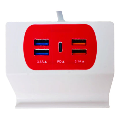 Hub Usb Alargador Enchufe 220v 4 Puertos Usb 1 Tipo C 3.1a