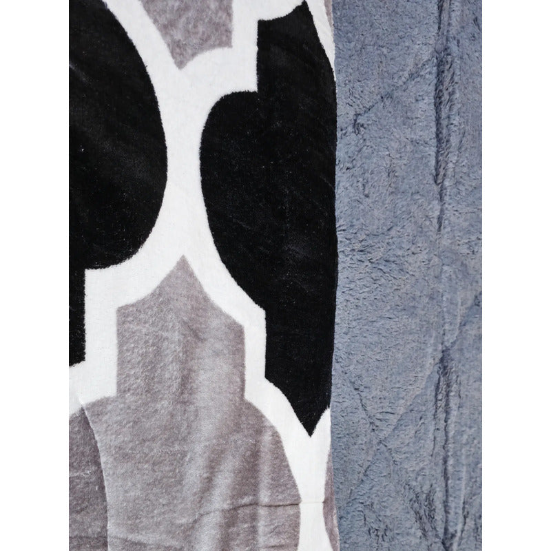 Plumón Cobertor Cubrecama Plush Chiporro Funda 2p Diseños Gris Mod5 Trebol