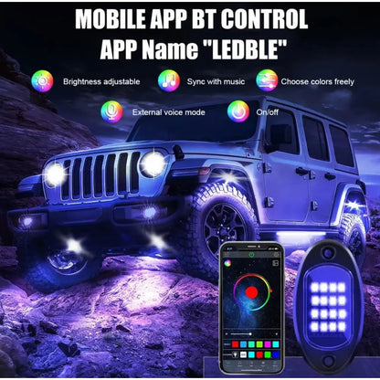 Kit Luz De Chasis Bluetooth 12led Rgb +control Tunning 12v