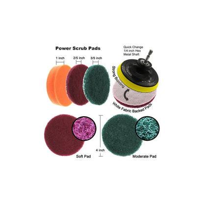 22pcs De Limpieza Cepillo Para Taladro + Esponja Lavado Auto