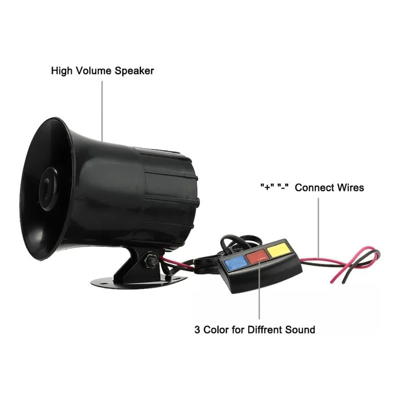 Bocina Policial Sirena 3 Tonos Auto Moto 12v Universal /ryc