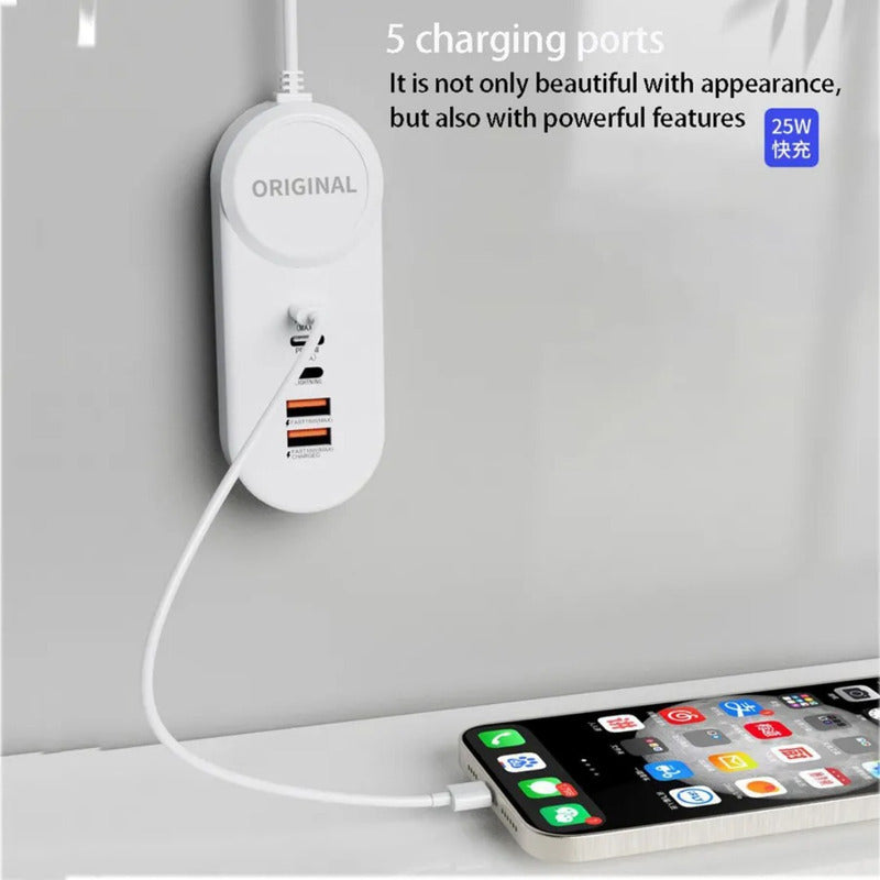 Cargador 35w Usb-c Hub Usb 5 Puertos Carga Rápida Alargador