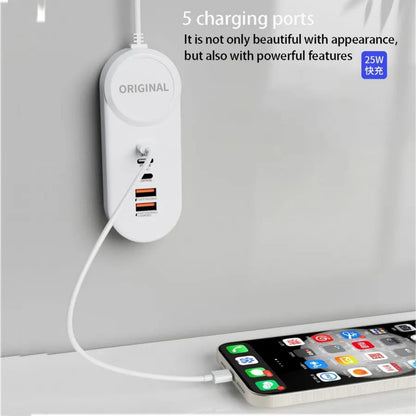 Cargador 35w Usb-c Hub Usb 5 Puertos Carga Rápida Alargador