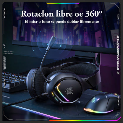 Audifono Gamer Profesional Onikuma X31 Microfono Hd Luz Rgb Negro X31