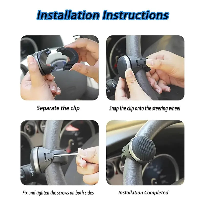 Perilla Giratoria 360 Pomo Universal Para Volante Seguridad Negro Fibra 14236