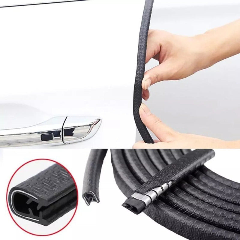 Moldura De Auto Sello Presión Protectora Puertas Capot 10mt Negro 10mt