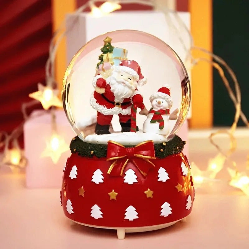 Bola De Nieve Esfera De Cristal Navidad Luz Y Música Decora