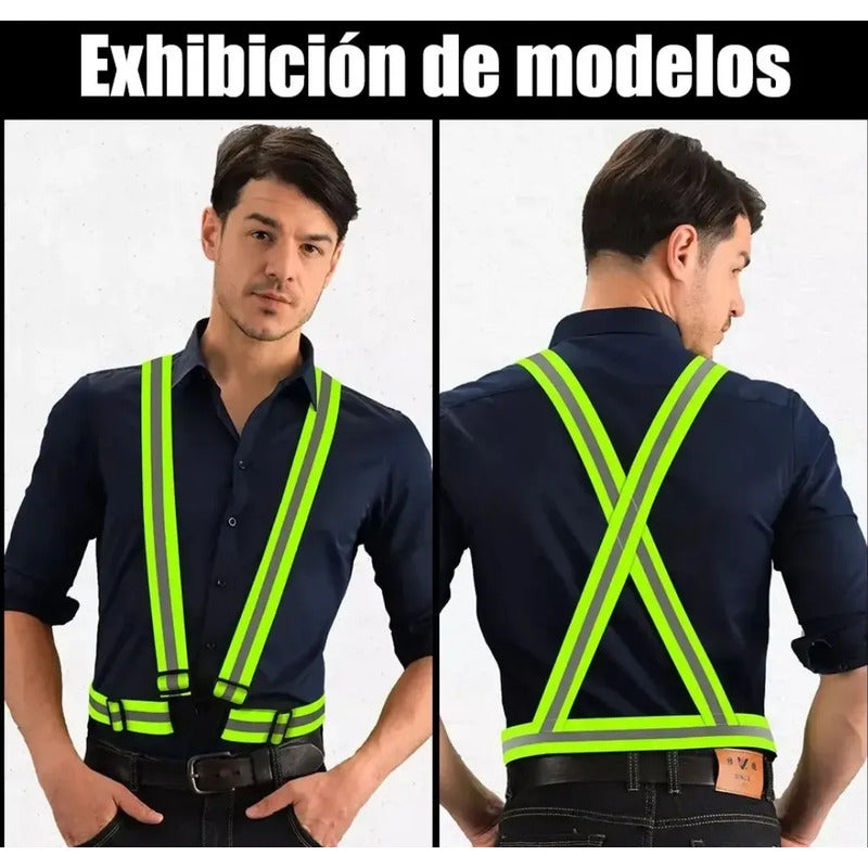Arnes Reflectante D Seguridad Chaleco Bici Deporte Ajustable Único Verde Reflectante
