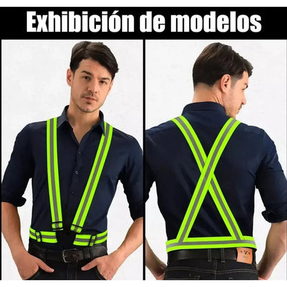 Arnes Reflectante D Seguridad Chaleco Bici Deporte Ajustable Único Verde Reflectante
