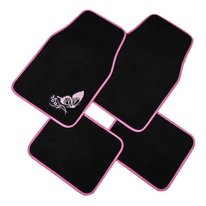 Set Cubre Piso Mujer Alfombra 4pcs Auto Universal Diseño Ryc