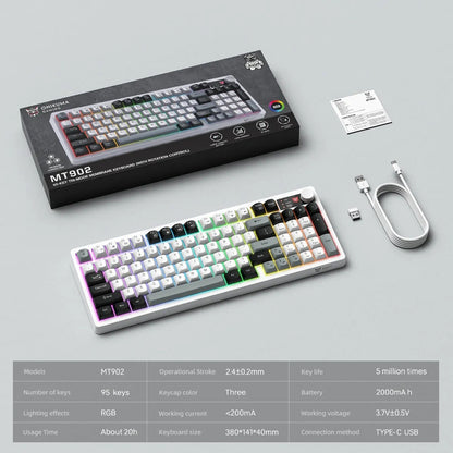 Teclado Gamer Onikuma Mt902 Blanco 3modo Conexión Silencioso Blanco Mt902 Inglés Us