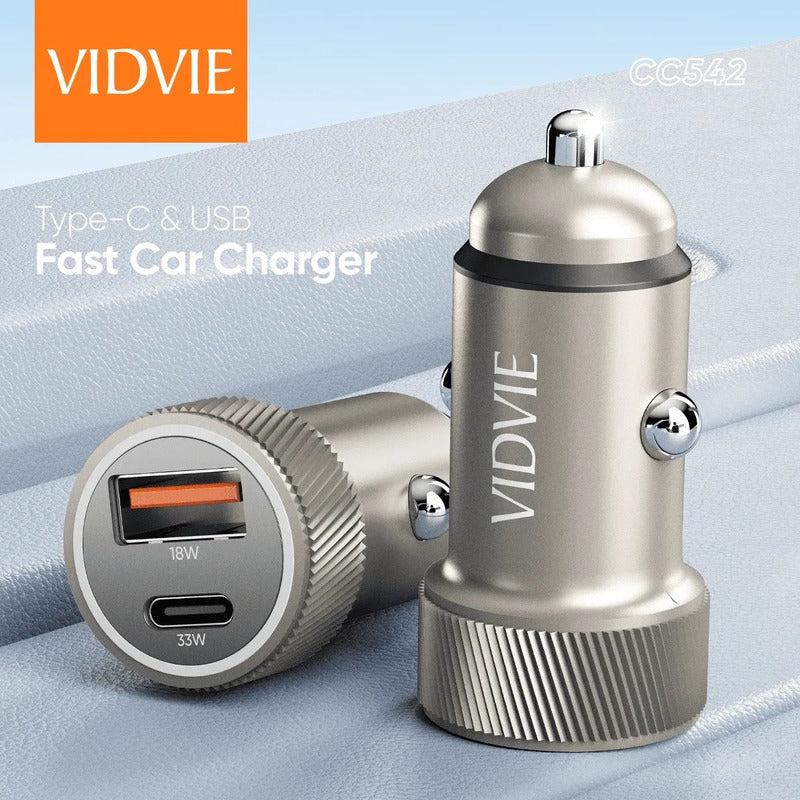 Cargador Auto Adaptador Carga Rápida 33w Tipoc 18w Usb 12-24
