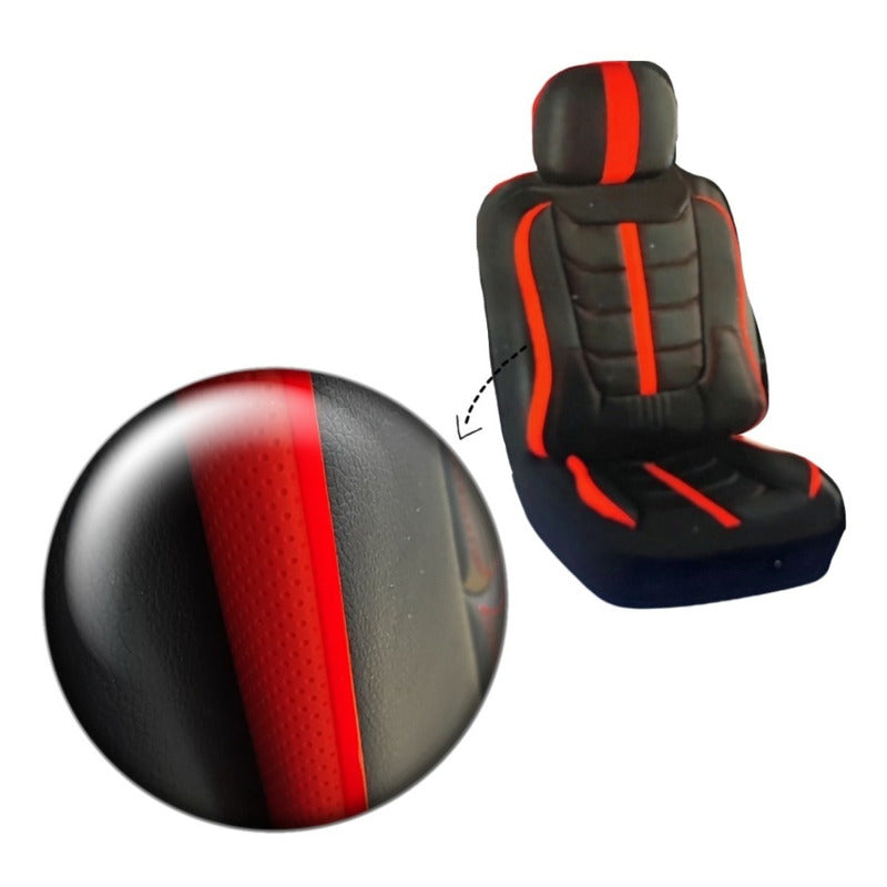 Set Funda Cubreasiento 100% Eco Cuero Acolchado Bolsillo R&c