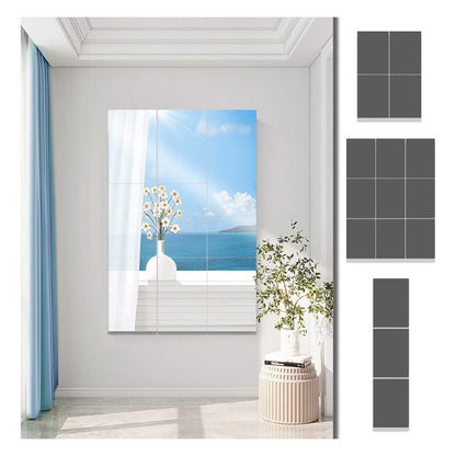 Pack 8 Vinilo Espejo Adhesivo Cuadrado Decorativo 20x12.5cm