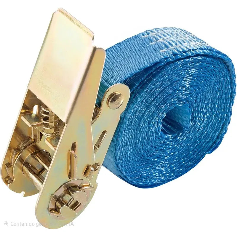 Eslinga De Amarre Con Tensor 25mm X 4.6mt Eslinga Ratchet Azul H72-46