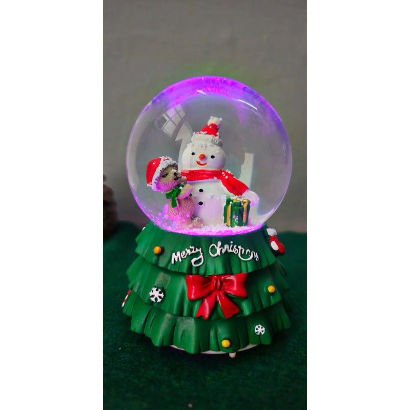Bola De Nieve Esfera Cristal Navidad Luz Música Decora Chica