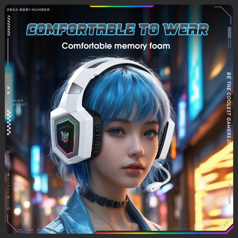 Audifono Gamer Onikuma 3modos Conexión Bluetooth Usb C Gt806 Gt806 Blanco Rgb